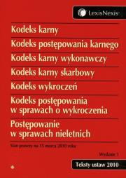 Opakowanie Kodeks karny Kodeks postępowania karnego Kodeks karny wykonawczy Kodeks karny skarbowy Kodes wykroczeń  Kodeks postępowania w sprawach o wykroczenia Postępowanie w sprawach nieletnich