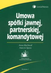 Okładka książki Umowa spółki jawnej partnerskiej komandytowej