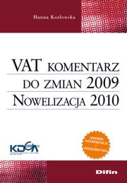 Okładka książki VAT komentarz do zmian 2009. Nowelizacja 2010