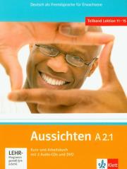 Aussichten A2.1 Kurs- und Arbeitsbuch mit 2 Audio-CDs und DVD. Autor: Hosni Lourdes Ros-El, Olga Swerlowa, Klotzer Sylvia. Dadada.pl Okładka książki Aussichten A2.1 Kurs- und Arbeitsbuch mit 2 Audio-CDs und DVD