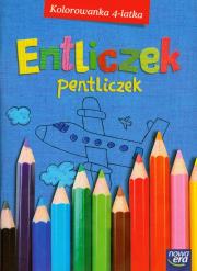 Entliczek Pentliczek Kolorowanka 4-latka. Autor: Deskur Andrzej Maria, Pietrzak Marta. Dadada.pl Okładka książki Entliczek Pentliczek Kolorowanka 4-latka