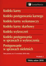 Opakowanie Kodeks karny Kodeks postępowania karnego Kodeks karny wykonawczy Kodeks karny skarbowy Kodeks wykroczeń Kodeks postępowania w sprawach o wykroczenia Postępowanie w sprawach nieletnich