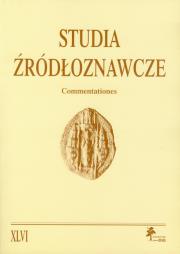 Opakowanie Studia Źródłoznawcze Commentationes tom  XLVI