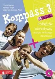 Kompass 3 Digital Podręcznik interaktywny do języka niemieckiego dla gimnazjum. Autor: Jezierska-Wiejak Małgorzata, Reymont Elżbieta, Sibiga Agnieszka. Dadada.pl Okładka książki Kompass 3 Digital Podręcznik interaktywny do języka niemieckiego dla gimnazjum