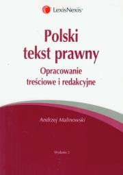 Okładka książki Polski tekst prawny Opracowanie treściowe i redakcyjne
