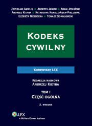 Kodeks cywilny Komentarz Część ogólna t.1. Autor: Gawlik Zdzisław, Janiak Andrzej, Jedliński Adam. Dadada.pl Okładka książki Kodeks cywilny Komentarz Część ogólna t.1