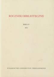 Opakowanie Roczniki biblioteczne LV/2011
