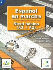 Espanol en marcha Nivel basico A1 + A2 Ćwiczenia z płytą CD audio. Autor: Castro Viudez Francisca, Diaz Ballesteros Pilar, Rodero Diez Ignacio, Sardinero Franco Carmen. Dadada.pl Okładka książki Espanol en marcha Nivel basico A1 + A2 Ćwiczenia z płytą CD audio