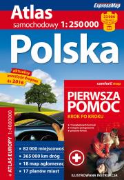 Okładka książki Polska Atlas samochodowy 1:250 000 + pierwsza pomoc