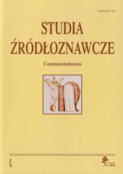 Opakowanie Studia Źródłoznawcze Commentationes