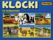 Opakowanie Klocki 12 elementowe Dzikie zwierzęta niebieskie