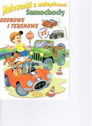 Malowanki z nalepkami. Samochody osobowe i teren.. Autor: praca zbiorowa. Dadada.pl Okładka książki Malowanki z nalepkami. Samochody osobowe i teren.