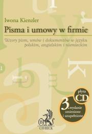Pisma i umowy w firmie. Autor: Iwona Kienzler. Dadada.pl Okładka książki Pisma i umowy w firmie