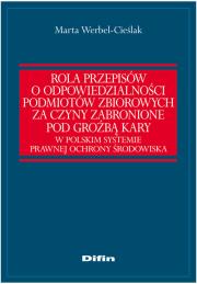 Okładka książki Rola przepisów o odpowiedzialności podmiotów zbiorowych za czyny zabronione pod groźbą kary
