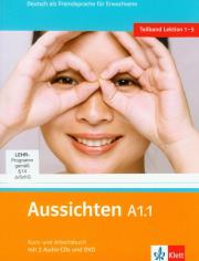 Aussichten A1.1 + CD. Autor: Hosni Lourdes Ros-El, Olga Swerlowa, Klotzer Sylvia. Dadada.pl Okładka książki Aussichten A1.1 + CD