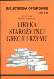 Biblioteczka opracowań nr 089 Liryka starozytnej... Autor: Danuta Polańczyk. Dadada.pl Okładka książki Biblioteczka opracowań nr 089 Liryka starozytnej..