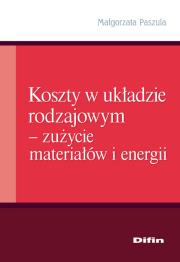 Okładka książki Koszty w układzie rodzajowym - zużycie materiałów i energii