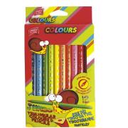 Kredki drewniane trójkątne 12 kolorów. Wydawca: Spokey. Dadada.pl Opakowanie Kredki drewniane trójkątne 12 kolorów