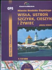 Okładka książki Miasta Beskidu Śląskiego Wisła, Ustroń, Szczyrk, Cieszyn i Żywiec Plany miast