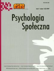 Opakowanie Psychologia społeczna t.2 nr 1(3) 2007