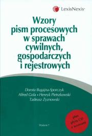 Wzory pism procesowych w sprawach cywilnych gospodarczych i rejestrowych + CD. Autor: Bugajna-Sporczyk Dorota, Gola Alfred, Pietrzkowski Henryk. Dadada.pl Okładka książki Wzory pism procesowych w sprawach cywilnych gospodarczych i rejestrowych + CD