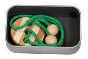 Opakowanie IQ-Test Puzzle Tarcza i Dwie Kulki, jasnozielony, bambus, sznurek, metalowe pudełko
