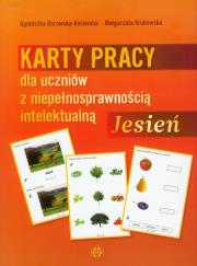 Jesień Karty pracy dla uczniów z niepełnosprawnością intelektualną. Autor: Agnieszka Borowska-Kociemba, Małgorzata Krukowska. Dadada.pl Okładka książki Jesień Karty pracy dla uczniów z niepełnosprawnością intelektualną