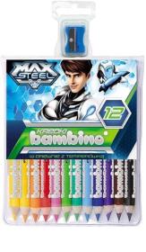 Opakowanie Kredki bambino w oprawie drewnianej 12 kolorów Max Steel
