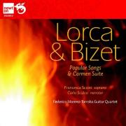 Lorca, Bizet: Popular songs, Carmen suite. Autor: Federico Moreno Torroba Guitar Quartet, Francesca Scaini, Carlo Scalco. Dadada.pl Okładka książki Lorca, Bizet: Popular songs, Carmen suite