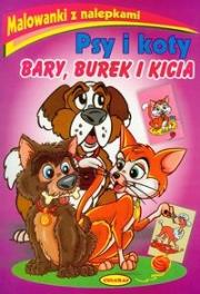 Malowanki z nalepkami - Psy i koty. Autor:   Praca zbiorowa. Dadada.pl Okładka książki Malowanki z nalepkami - Psy i koty