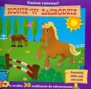 Umiem rysować! Konie w zagrodzie. Autor: Siwek Jan Kazimierz, Burzyńska Justyna. Dadada.pl Okładka książki Umiem rysować! Konie w zagrodzie