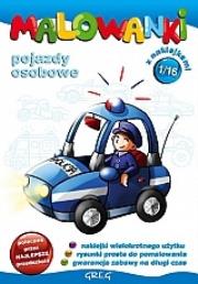 Malowanki cz.  1 - pojazdy osobowe GREG. Autor: praca zbiorowa. Dadada.pl Okładka książki Malowanki cz.  1 - pojazdy osobowe GREG
