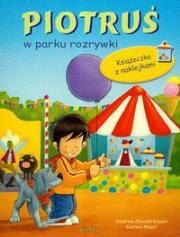 Okładka książki Piotruś w parku rozrywki. Książeczka z naklejkami