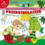 Przedszkolaczek spaceruje po lesie i poznaje litery. Autor: Dorota Skwark. Dadada.pl Okładka książki Przedszkolaczek spaceruje po lesie i poznaje litery