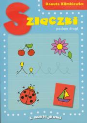 Szlaczki. Poziom drugi z naklejkami. Autor: Danuta Klimkiewicz. Dadada.pl Okładka książki Szlaczki. Poziom drugi z naklejkami