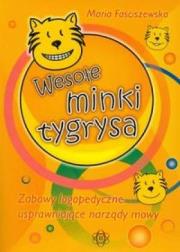 Okładka książki Wesołe minki tygrysa Zabawy logopedyczne HARMONIA