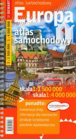 Europa mini atlas samochodowy. Autor: Opracowanie zbiorowe. Dadada.pl Okładka książki Europa mini atlas samochodowy