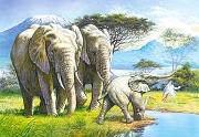 Okładka książki Puzzle 120 Elephant Family