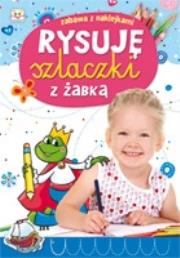 Okładka książki Rysuję szlaczki z żabką. Zabawa z naklejkami.