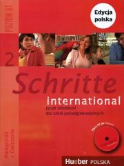 Schritte international 2 KB+AB+CD PL HUEBER. Autor: Urszula Krajewska, Agnieszka Mizak. Dadada.pl Okładka książki Schritte international 2 KB+AB+CD PL HUEBER