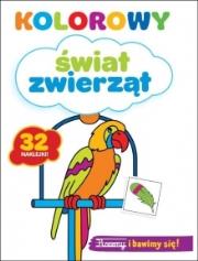 Kolorowy świat zwierząt 32 naklejki. Autor: praca zbiorowa. Dadada.pl Okładka książki Kolorowy świat zwierząt 32 naklejki