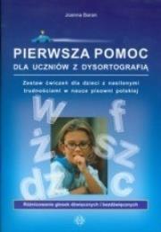 Pierwsza pomoc dla uczniów z dysortografią ''SZ-DŹ. Autor: Joanna Baran. Dadada.pl Okładka książki Pierwsza pomoc dla uczniów z dysortografią ''SZ-DŹ
