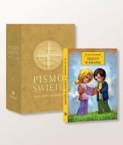 Okładka książki Pismo Święte ST i NT duże beż + zeszyt w kratkę