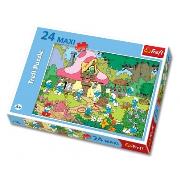 Okładka książki Puzzle 24 maxi Pracowite Smerfy TREFL
