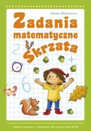 Zadania matematyczne skrzata. Autor: Danuta Klimkiewicz. Dadada.pl Okładka książki Zadania matematyczne skrzata
