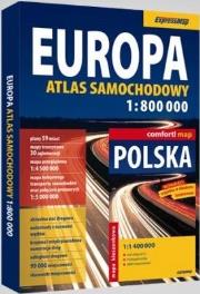Okładka książki Europa atlas samochodowy 1:800 000 + laminowana mapa kieszonkowa Polski 1:1 400 000