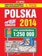 Polska Atlas Samochodowy 1:250 000 w. 2014. Autor: praca zbiorowa. Dadada.pl Okładka książki Polska Atlas Samochodowy 1:250 000 w. 2014