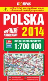 Polska Mapa Samochodowa 1:700 000 Wyd. 2014. Autor: praca zbiorowa. Dadada.pl Okładka książki Polska Mapa Samochodowa 1:700 000 Wyd. 2014