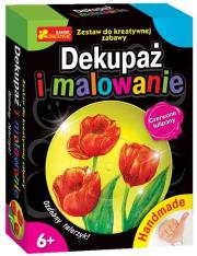 Opakowanie Handmade - Dekupaż i malowanie. Czerwone tulipany