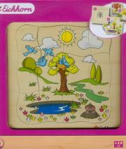 Puzzle drewniane 32 elementy 4 pory roku. Autor: Eichhorn. Dadada.pl Okładka książki Puzzle drewniane 32 elementy 4 pory roku